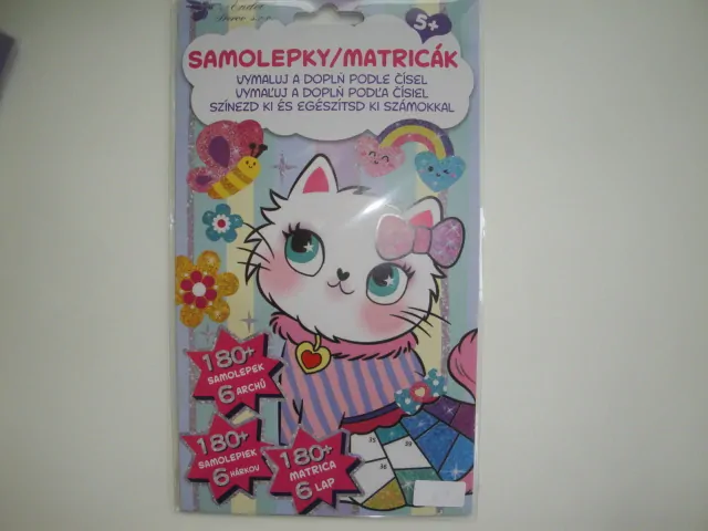 Samolepky+omalovánky podle čísel kočička